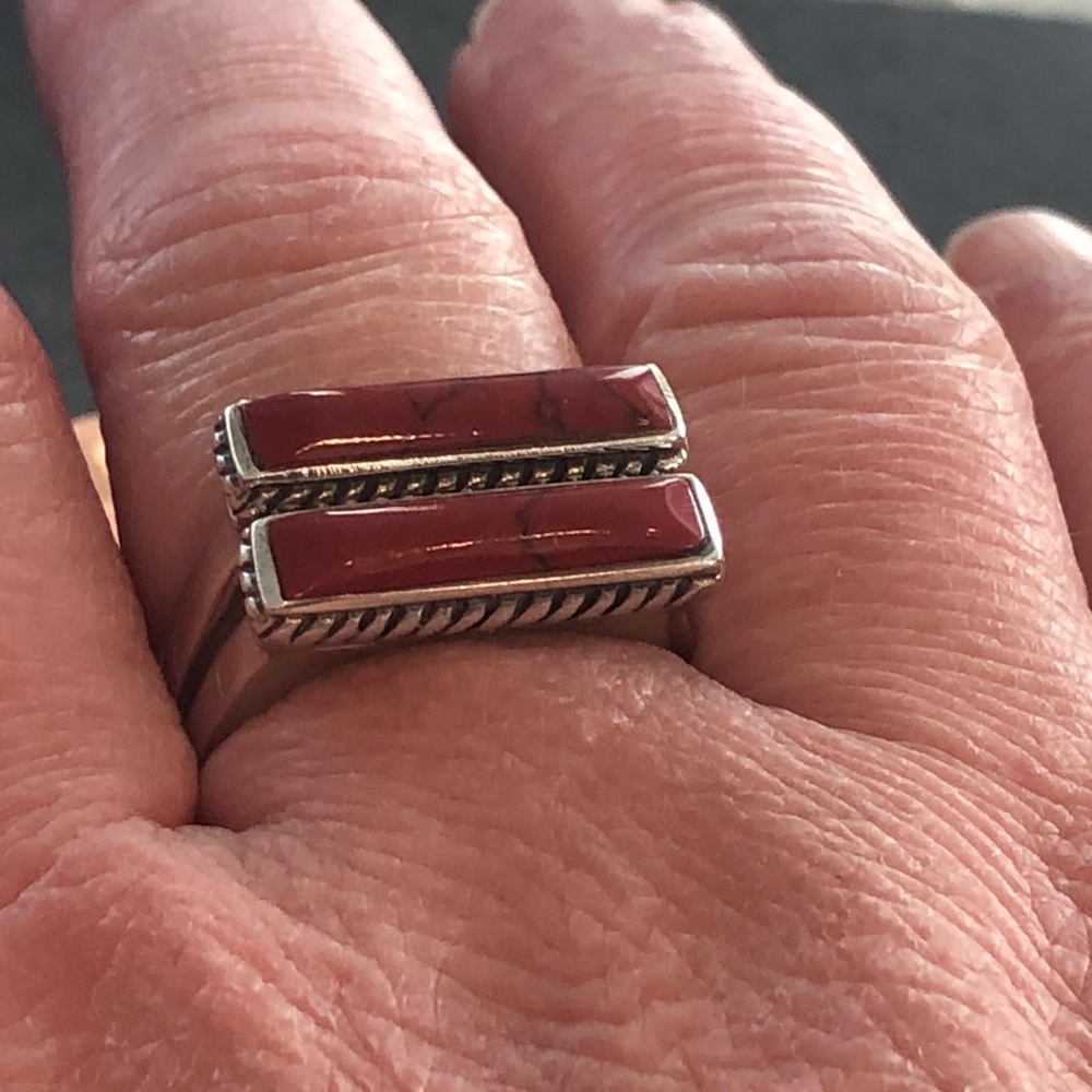 Sterling Silver & Red Stacking Rings
